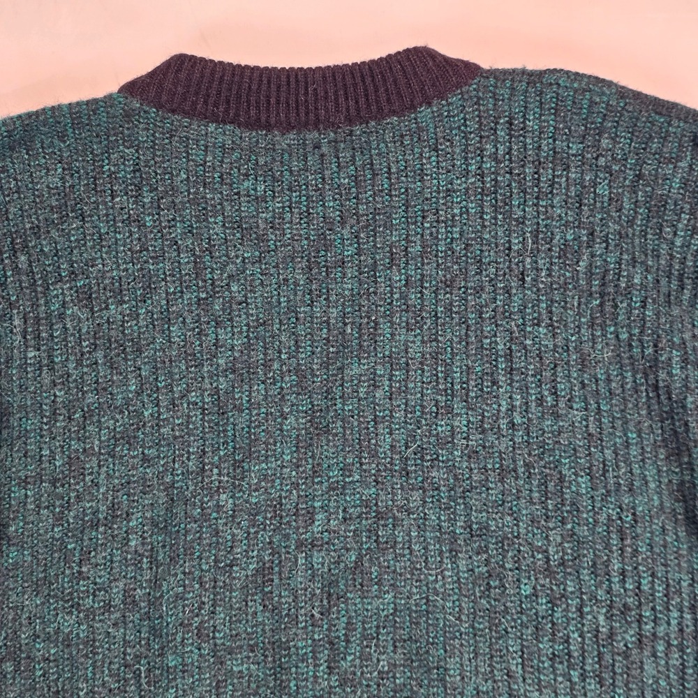 Abi Mode Boutique Paris Vtg Wool Alpaca Blend Sweater Green Geometric Italy M - Picture 16 of 16